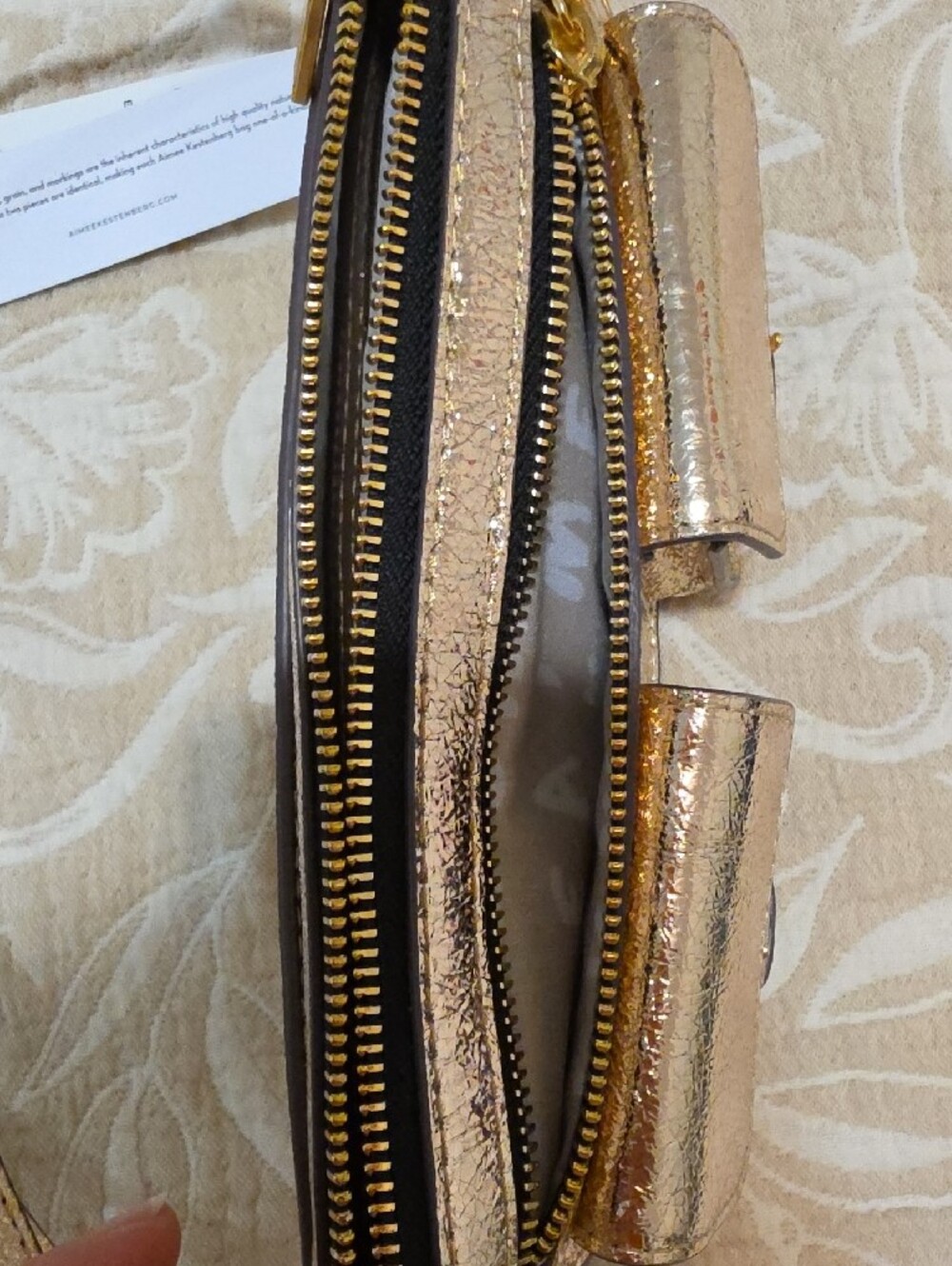 Aimee Kestenberg Metallic Gold Double-Pocket Crossbody - Picture 8 of 14